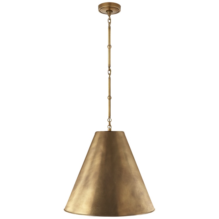 Picture of Goodman Medium Hanging Light in Hand-Rubbed Antique Brass with Hand-Rubbed Antique Brass Shade