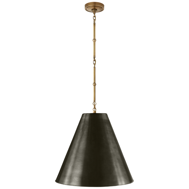 Picture of Goodman Medium Hanging Light in Hand-Rubbed Antique Brass with Bronze Shade