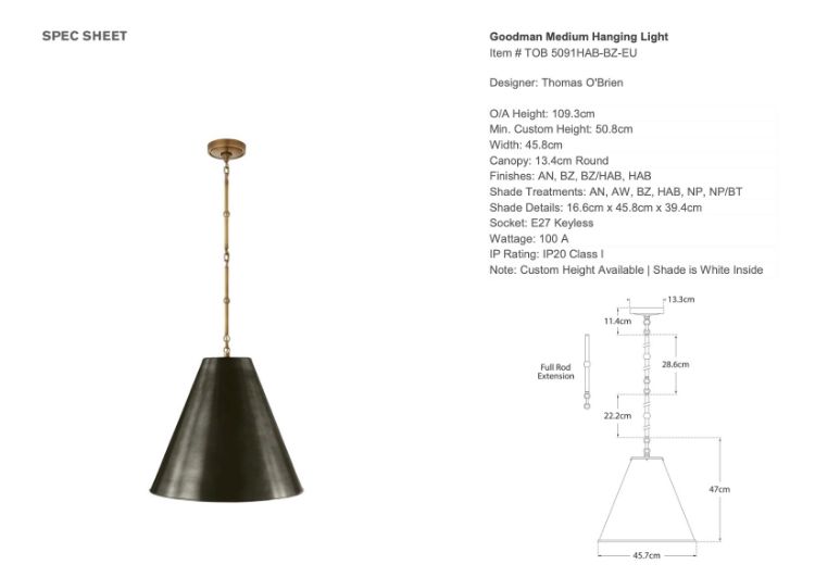 Picture of Goodman Medium Hanging Light in Hand-Rubbed Antique Brass with Bronze Shade