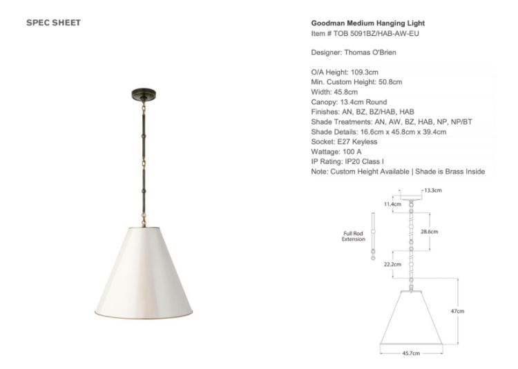Picture of Goodman Medium Hanging Light in Bronze and Hand-Rubbed Antique Brass with Antique White Shade