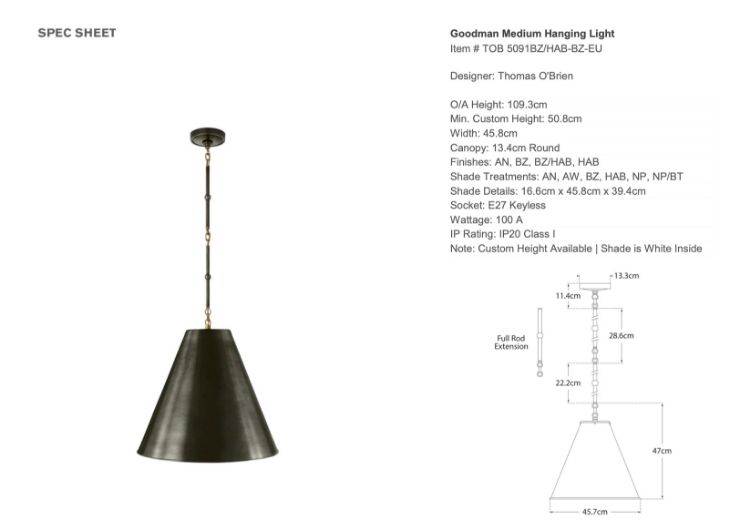 Picture of Goodman Medium Hanging Light in Bronze and Hand-Rubbed Antique Brass with Bronze Shade