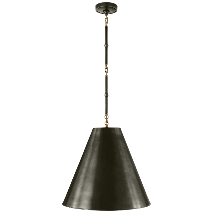 Picture of Goodman Medium Hanging Light in Bronze and Hand-Rubbed Antique Brass with Bronze Shade