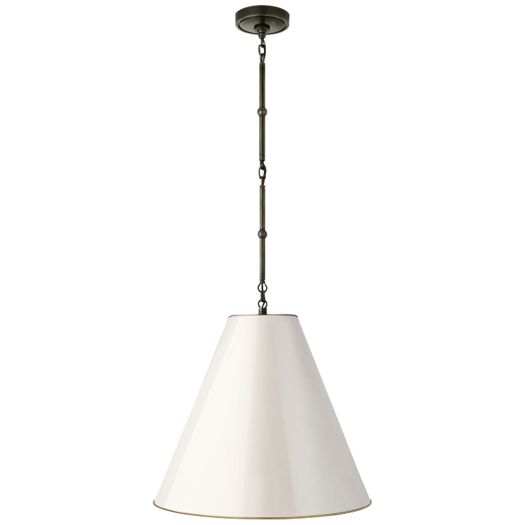 Picture of Goodman Medium Hanging Light in Bronze with Antique White Shade
