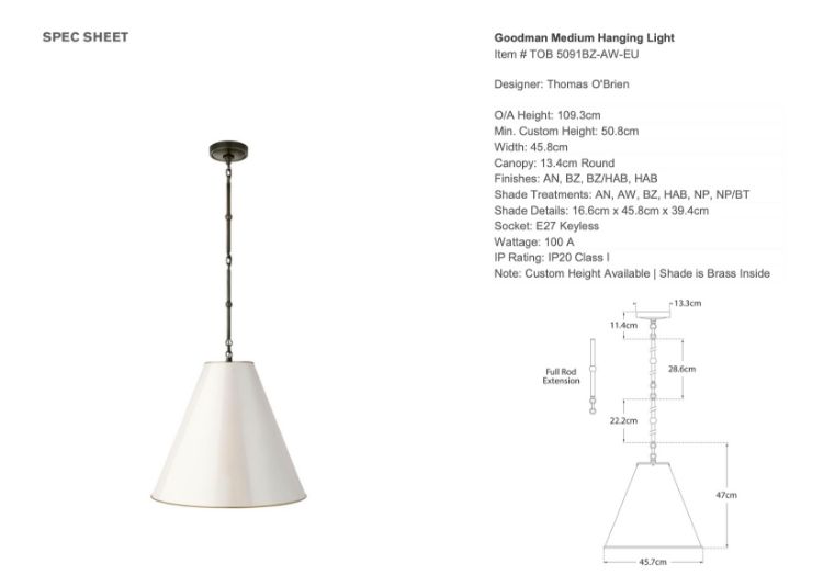 Picture of Goodman Medium Hanging Light in Bronze with Antique White Shade