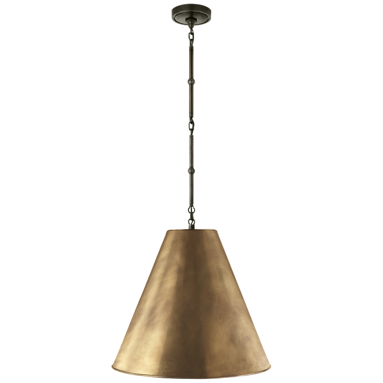 Picture of Goodman Medium Hanging Light in Bronze with Hand-Rubbed Antique Brass Shade