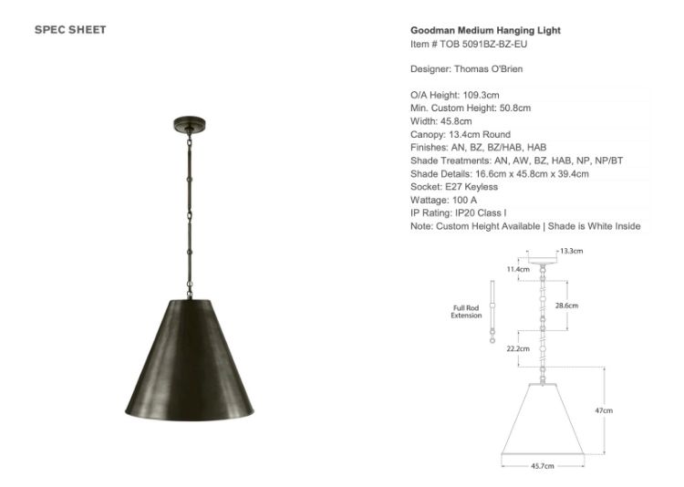 Picture of Goodman Medium Hanging Light in Bronze with Bronze Shade