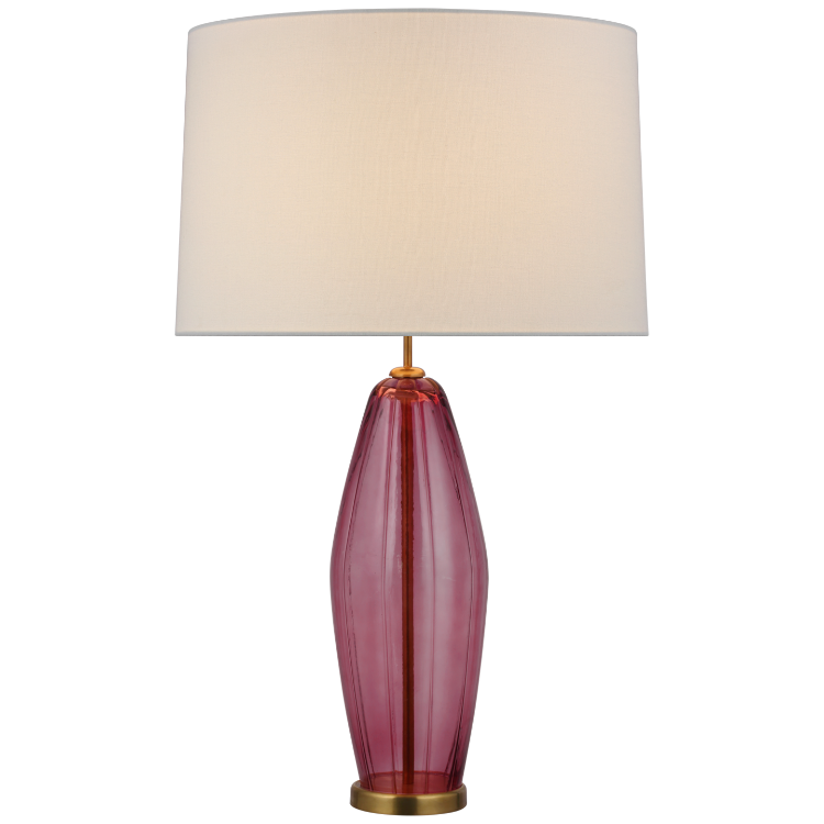 Picture of Everleigh Large Fluted Table Lamp in Orchid with Linen Shade