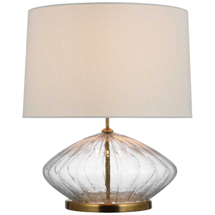 Picture of Everleigh Medium Fluted Table Lamp in Clear Glass with Linen Shade