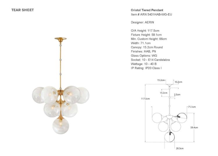 Picture of Cristol Tiered Chandelier in Hand-Rubbed Antique Brass with White Strie Glass