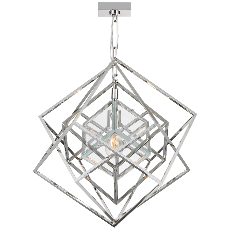Picture of Cubist Small Chandelier in Polished Nickel with Clear Glass