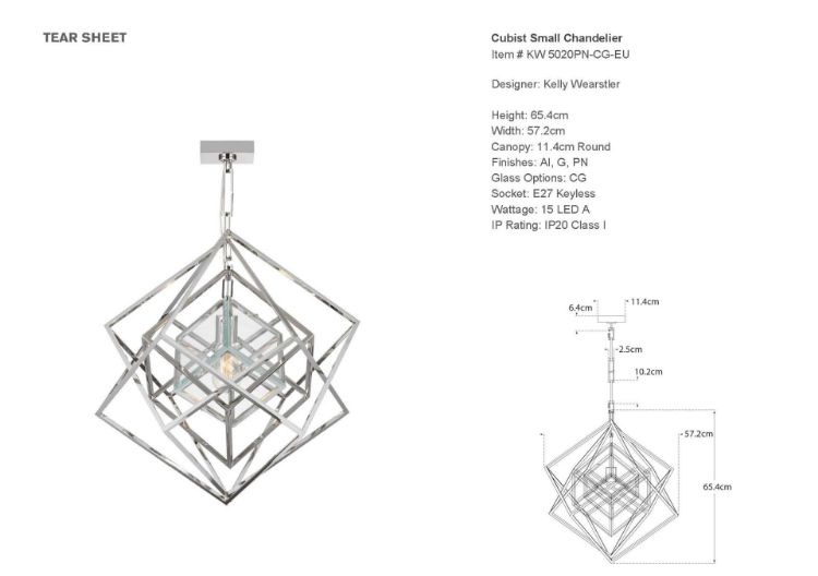 Picture of Cubist Small Chandelier in Polished Nickel with Clear Glass