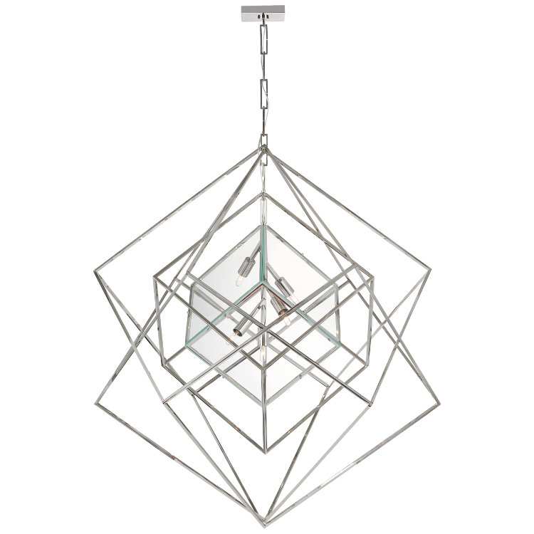 Picture of Cubist Large Chandelier in Polished Nickel with Clear Glass