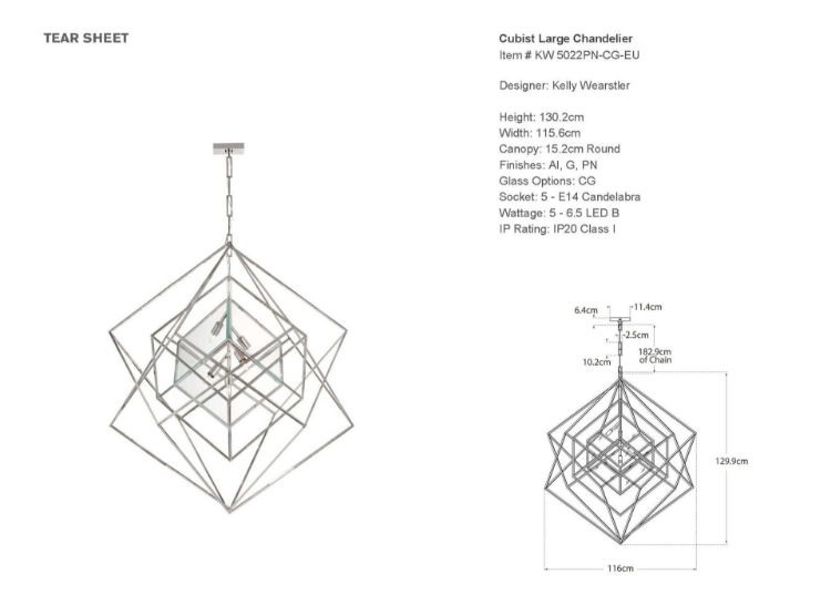 Picture of Cubist Large Chandelier in Polished Nickel with Clear Glass