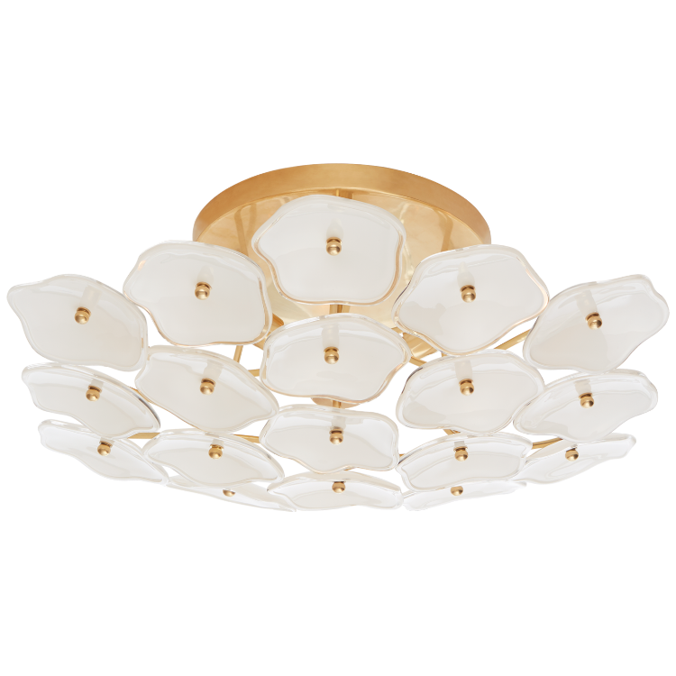 Picture of Leighton Medium Flush Mount in Soft Brass with Cream Tinted Glass