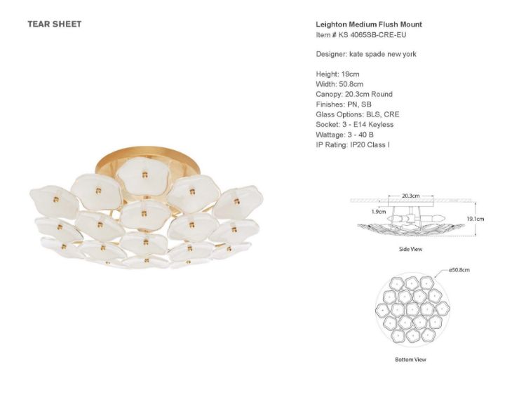 Picture of Leighton Medium Flush Mount in Soft Brass with Cream Tinted Glass