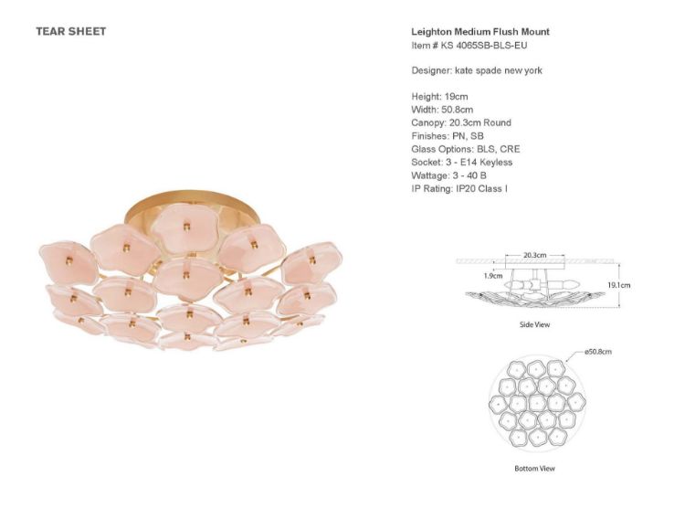 Picture of Leighton Medium Flush Mount in Soft Brass with Blush Tinted Glass