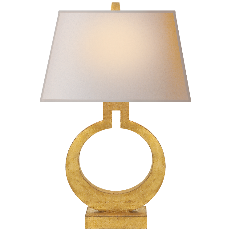 Picture of EX-DISPLAY Large Ring Table Lamp in Gilded with Natural Paper Shade