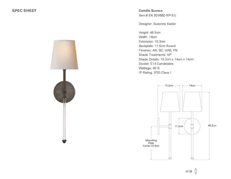 Picture of EX-DISPLAY Camille Long Sconce in Bronze with Natural Paper Shade