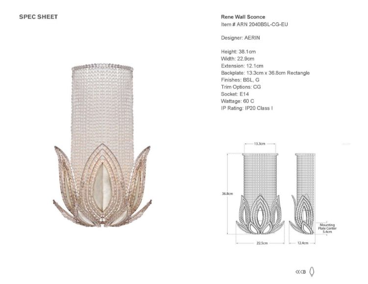 Picture of EX-DISPLAY Rene Wall Sconce in Burnished Silver Leaf with Clear Glass