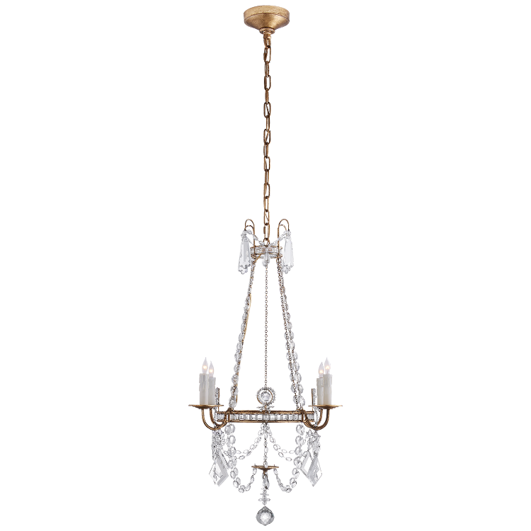 Picture of EX-DISPLAY Sharon Small Chandelier in Gilded Iron with Crystal Trim