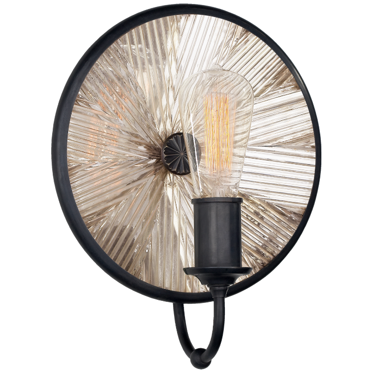 Picture of EX-DISPLAY RALPH LAUREN Rivington Small Round Sconce in Bronze with Antiqued Ribbed Mirror