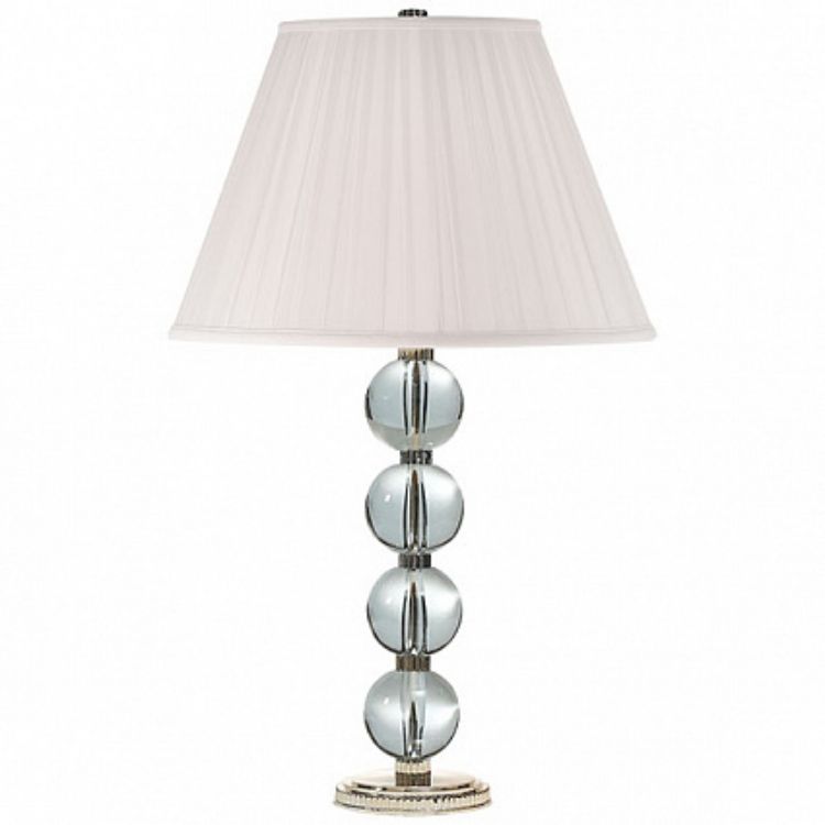 Picture of EX-DISPLAY  Edmonds Table Lamp in Crystal and Polished Silver with Silk Shade