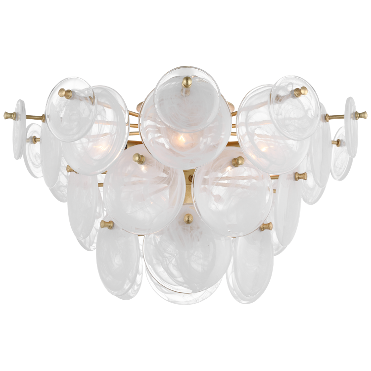 Picture of Loire Large Tiered Flush Mount in Gild with White Strie Glass