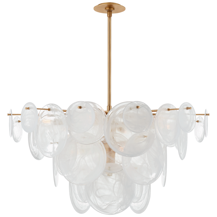 Picture of Loire Large Chandelier in Gild with White Strie Glass
