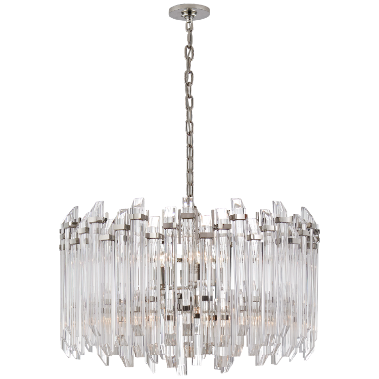 Picture of Adele Large Wide Drum Chandelier in Polished Nickel with Clear Acrylic