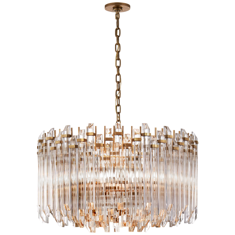 Picture of Adele Large Wide Drum Chandelier in Hand-Rubbed Antique Brass with Clear Acrylic