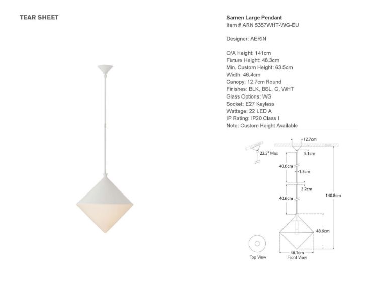 Picture of Sarnen Large Pendant in Matte White with White Glass
