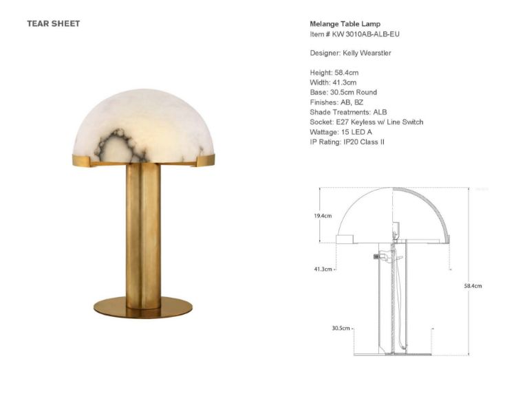 Picture of Melange Table Lamp in Antique-Burnished Brass with Alabaster