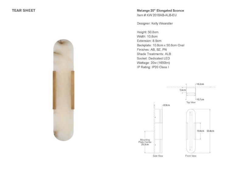 Picture of NEW LED - Melange 20" Elongated Sconce in Antique-Burnished Brass with Alabaster