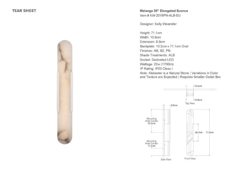 Picture of NEW LED - Melange 28" Elongated Sconce in Polished Nickel with Alabaster