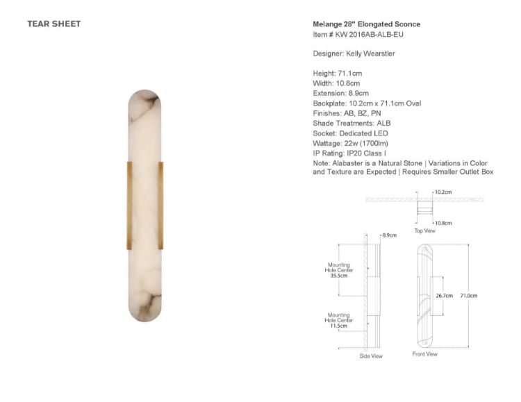 Picture of NEW LED - Melange 28" Elongated Sconce in Antique-Burnished Brass with Alabaster