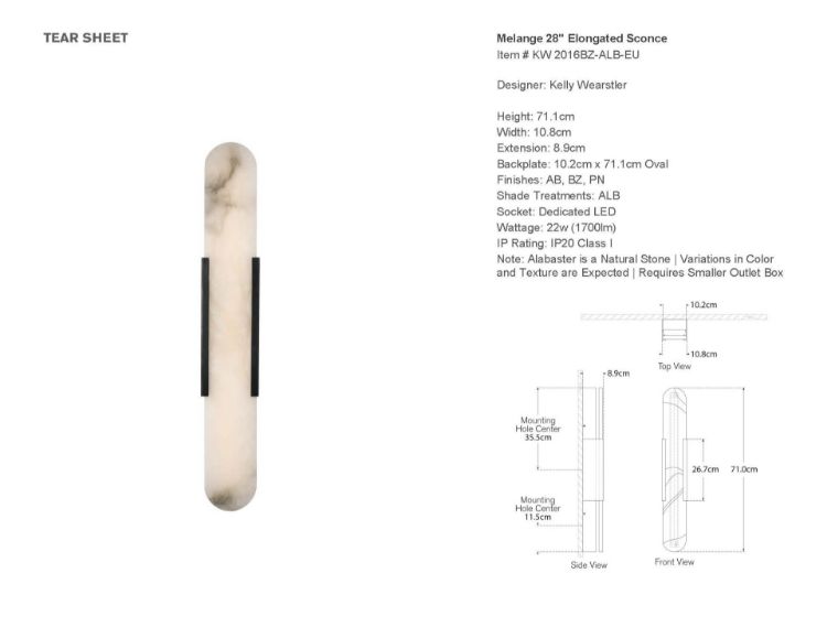 Picture of NEW LED - Melange 28" Elongated Sconce in Bronze with Alabaster