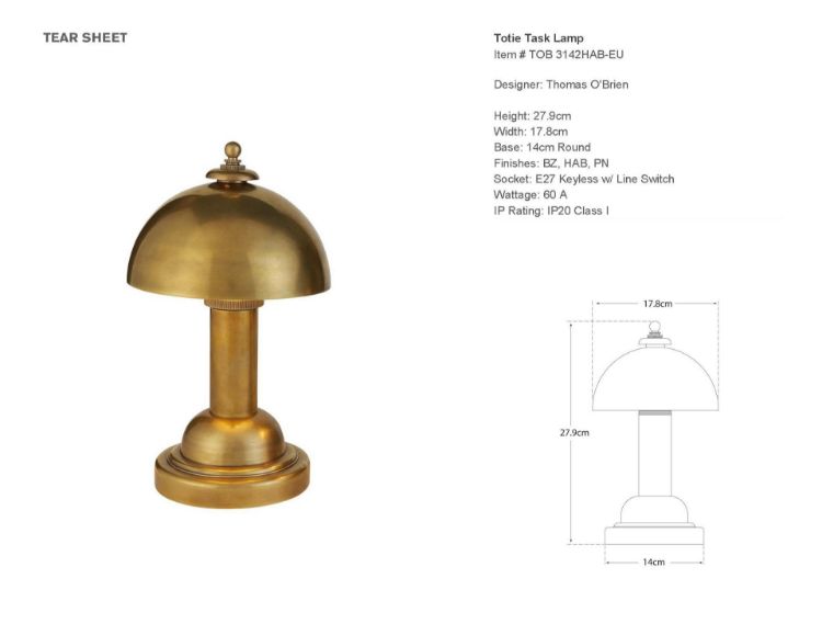 Picture of Totie Task Lamp in Hand-Rubbed Antique Brass