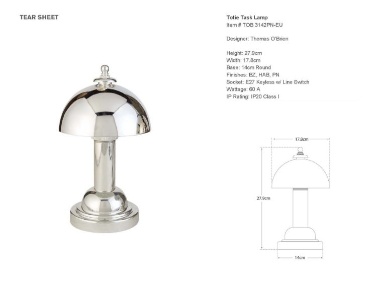 Picture of Totie Task Lamp in Polished Nickel