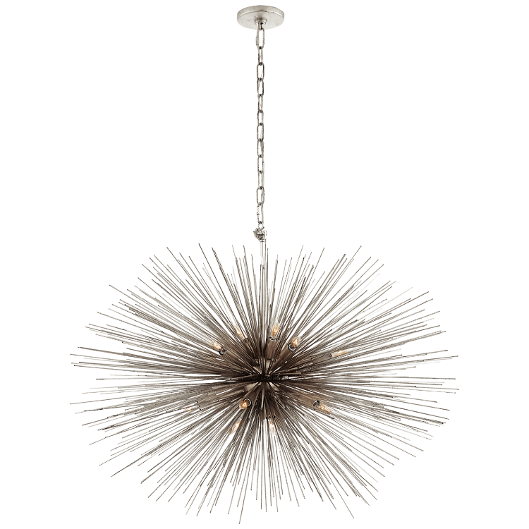 Picture of Strada Medium Oval Chandelier in Burnished Silver Leaf