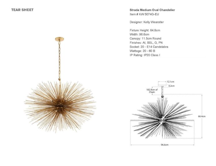 Picture of Strada Medium Oval Chandelier in Gild