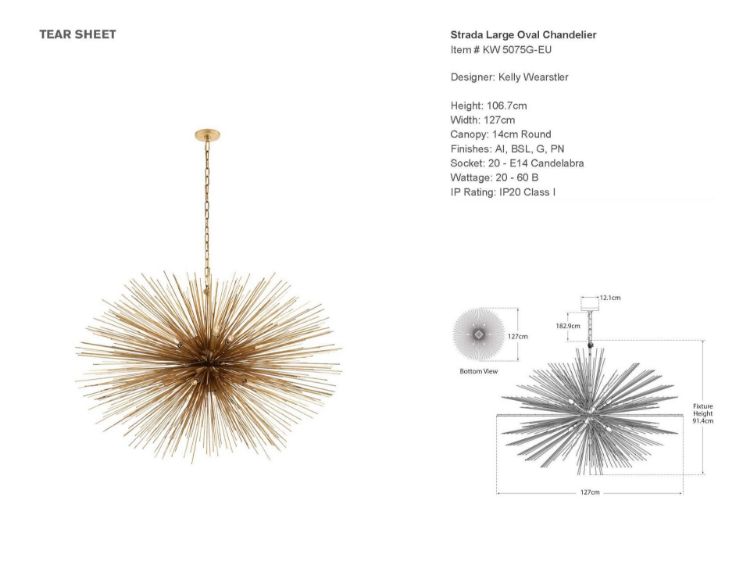 Picture of Strada Large Oval Chandelier in Gild