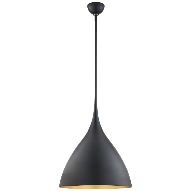 Picture of Agnes Medium Pendant in Matte Black with Gild Interior