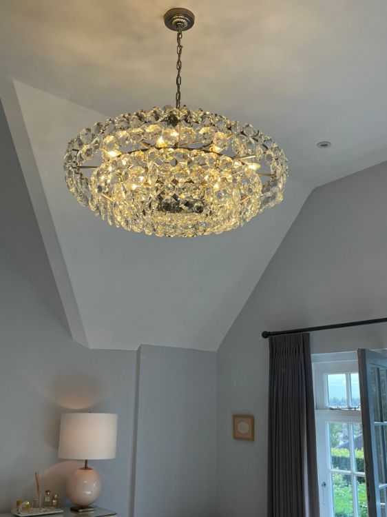 Picture of Sanger Large Ceiling Light in Polished Nickel with Clear Glass