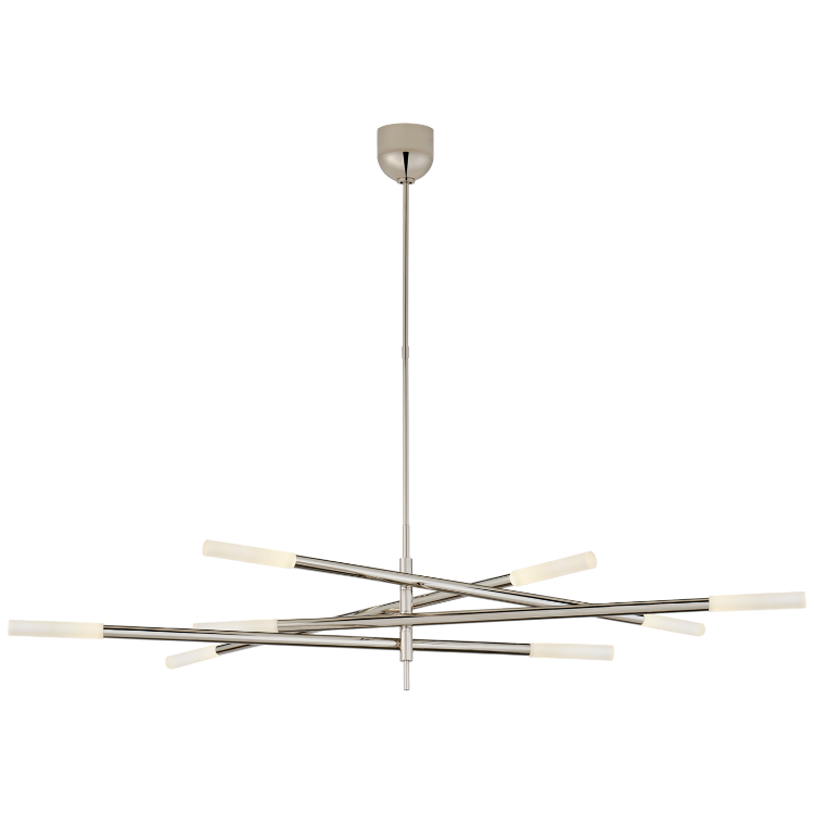 Picture of Rousseau Grande Eight Light Articulating Chandelier in Polished Nickel with Etched Crystal
