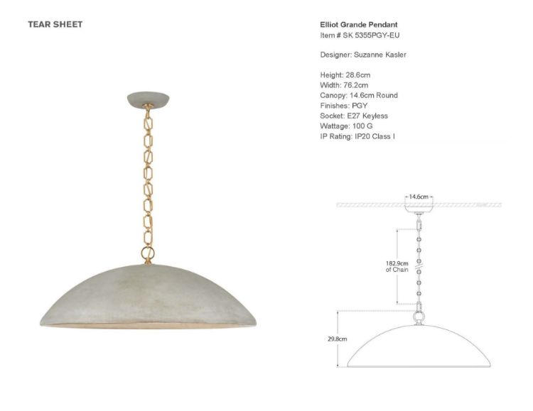 Picture of Elliot Grande Pendant in Portland Gray