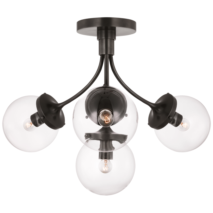 Picture of Prescott Medium Semi-Flush Mount in Bronze with Clear Glass