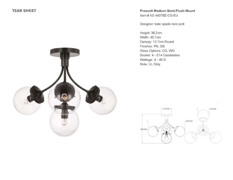 Picture of Prescott Medium Semi-Flush Mount in Bronze with Clear Glass