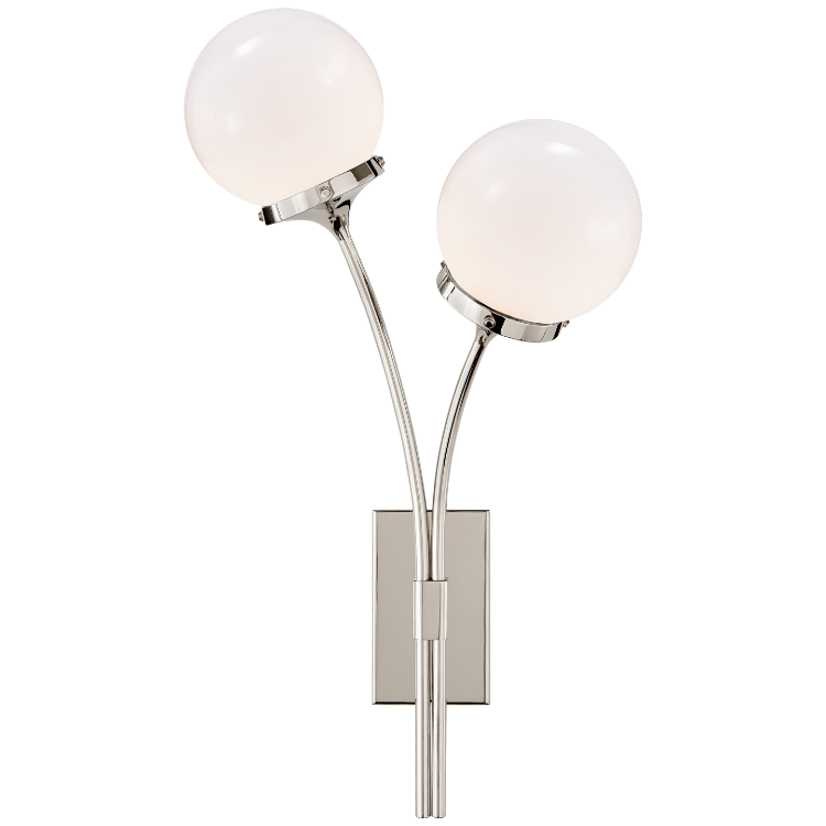 Picture of Prescott Right Sconce in Polished Nickel with White Glass