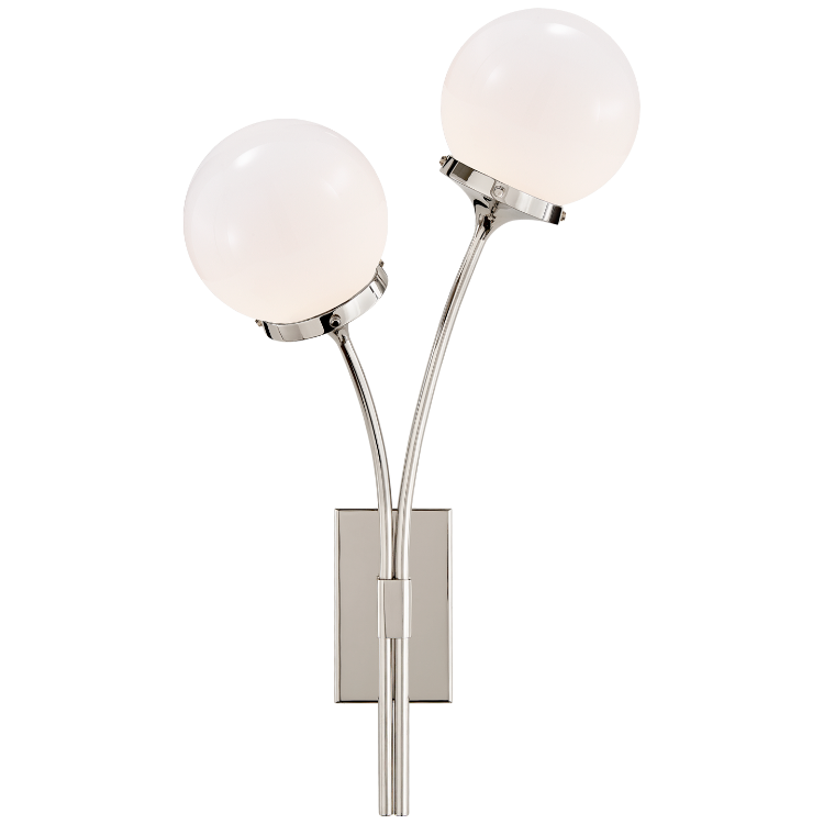 Picture of Prescott Left Sconce in Polished Nickel with White Glass