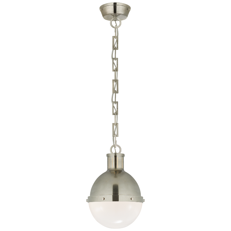 Picture of Hicks Small Pendant in Antique Nickel with White Glass